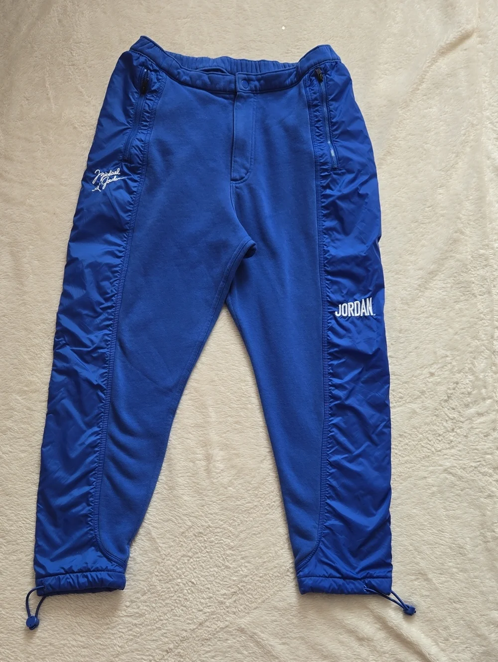 Jordan Flight Heritage Royal Blue Fleece Track Pants Adjustable Hem Large